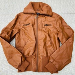 Faux leather motorcycle jacket